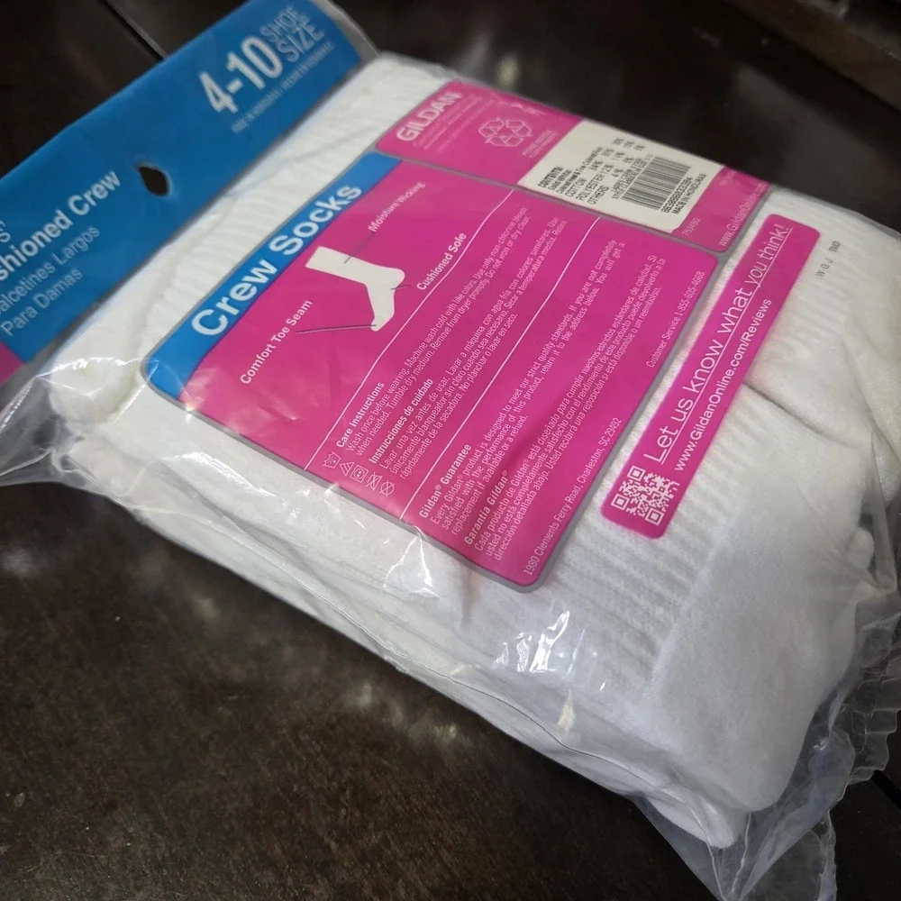 NEW Vintage Womens White Crew Socks 6 Pairs Comfort Toe Seam  Size 4-10